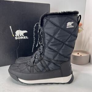 Sorel Whitney II Plus Tall Lace Waterproof Boot Black NV5163-010 Women 9.5 NWB